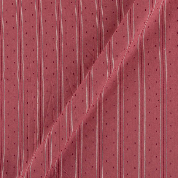 Buy Coral Pink Colour Jacquard Stripes Cotton Washed Fabric Online 9572BA7
