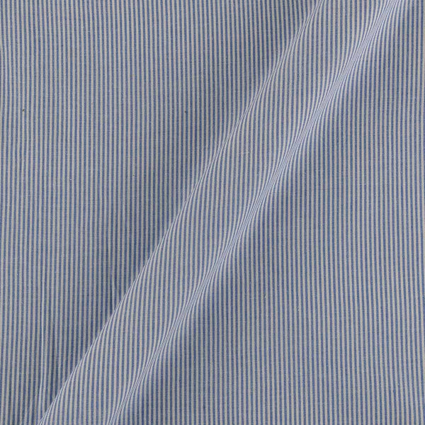 Buy Slub Cotton  White & Cadet Blue Colour Stripes Fabric Online 9572BB3