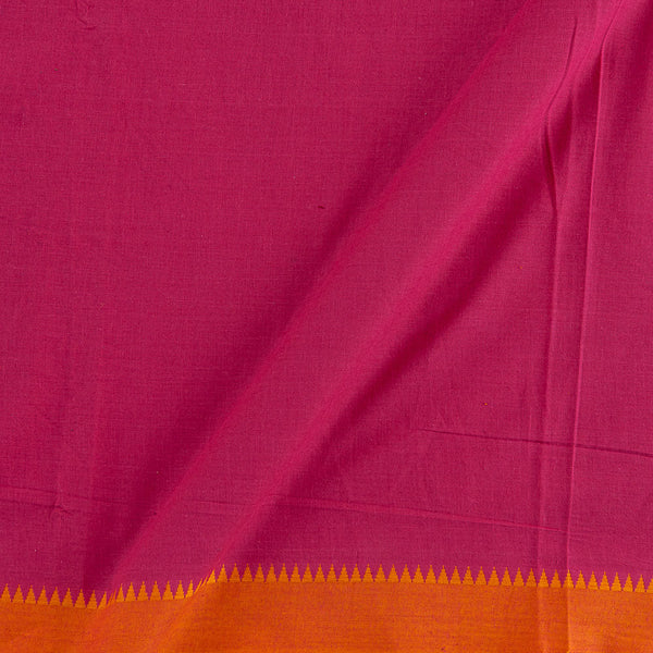 South Cotton Rani Pink Colour Two Side Orange Temple Border Fabric Online 9579BD