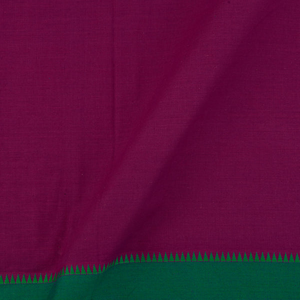 South Cotton Magenta Colour Two Side Green Temple Border Fabric Online 9579BI