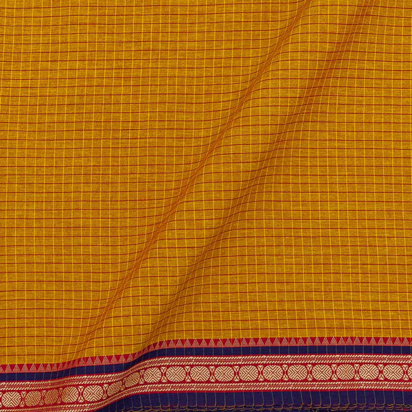 South Cotton Mustard X Red Cross Tone Checks with Two Side Jacquard Border 43 Inches Width Fabric cut of 0.75 Meter