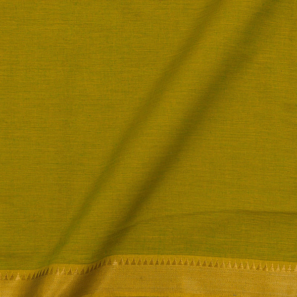 South Cotton Lime Green Colour Two Side Gold Jacquard Border Fabric