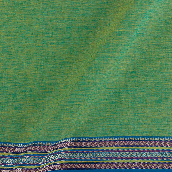 Buy South Cotton Green X Aqua Cross Tone Daman Jari Border Fabric Online 9579BS2
