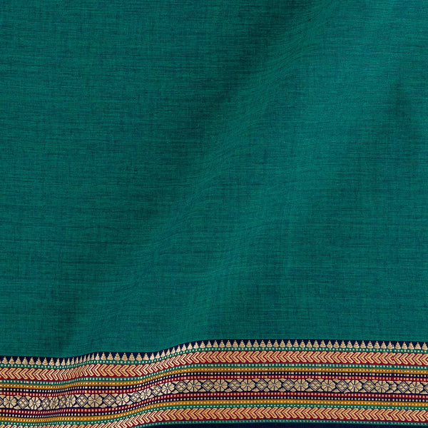 Buy South Cotton Sea Green X Midnight Blue Cross Tone Daman Jari Border Fabric Online 9579BS6