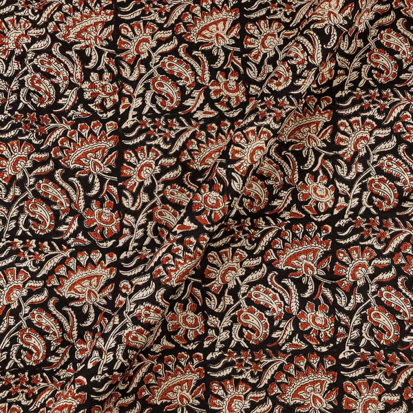 Buy Kalamkari Black Colour Floral Jaal Print Mashru Gaji Fabric Online 9580CA
