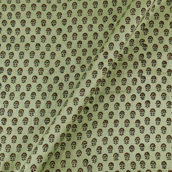 Mashru Gaji Pista Green Colour Small Floral Butti Hand Block Discharge Print Fabric Online 9582BJ