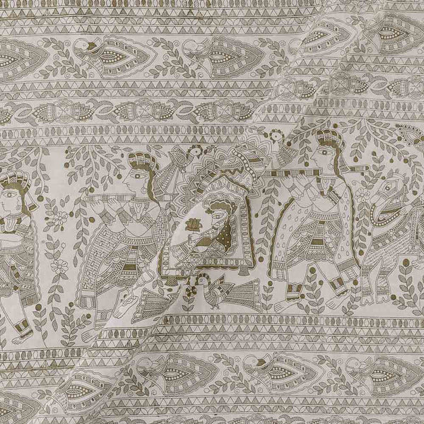 Ethnic Prints on White Colour Rayon Fabric Online 9612E3