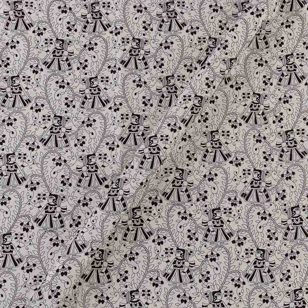 Jaal with Quirky Print on White Colour Rayon Fabric Online 9612I