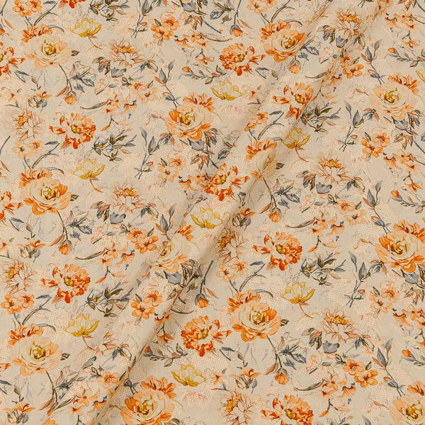 Cream Beige Colour Gold Foil Jaal Print 43 Inches Width Rayon Fabric