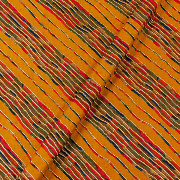 Orange Colour Leheriya with Gold Foil Print Rayon Fabric Online 9617K2