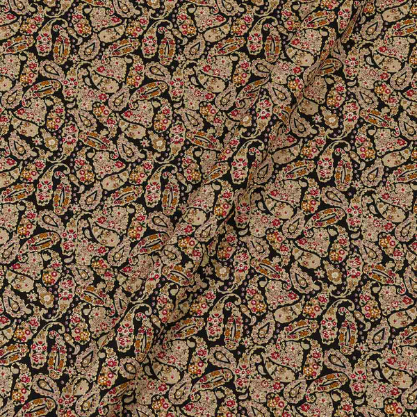Black Colour Paisley with Gold Foil Print Rayon Fabric Online 9617O1