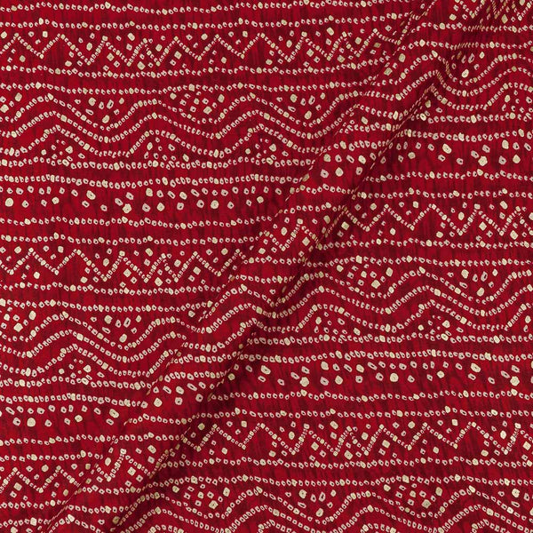 Red Colour Gold Foil Bandhani Print 43 Inches Width Rayon Fabric cut of 0.70 Meter
