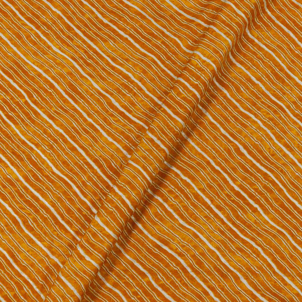 Mustard Gold Colour Gold Foil Leheriya Print 43 Inches Width Rayon Fabric