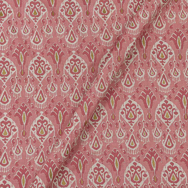 Cotton Flex Carrot Pink Colour Gold Foil Mughal Print Fabric Online 9620X1