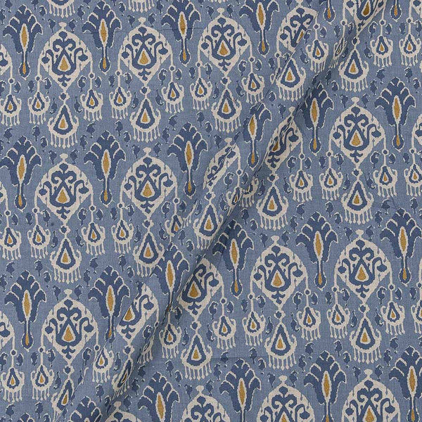 Cotton Flex Blue Grey Colour Gold Foil Mughal Print Fabric Online 9620X2