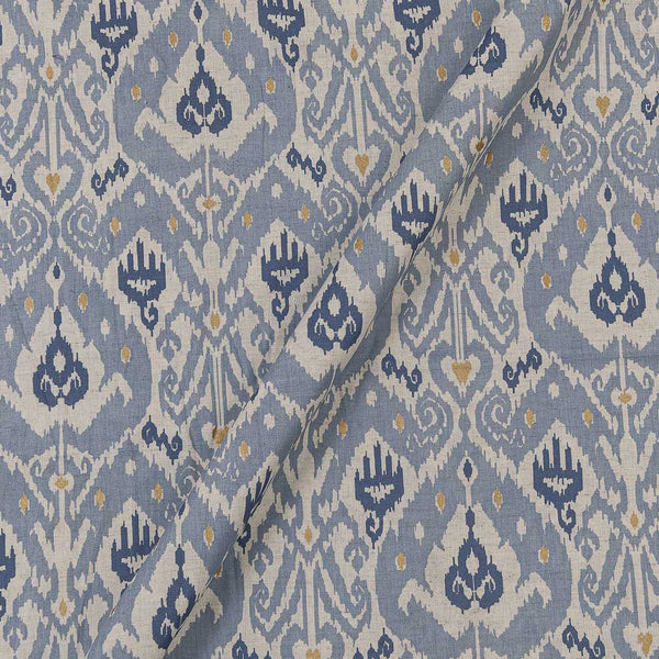Cotton Flex (Cotton Linen) Grey Colour Gold Foil Mughal Print 43 Inches Width Fabric