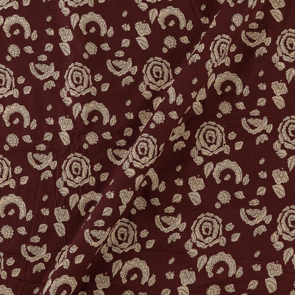 Cotton Maroon Colour Jahota Inspired Leaves Print Fabric Online 9649AX1
