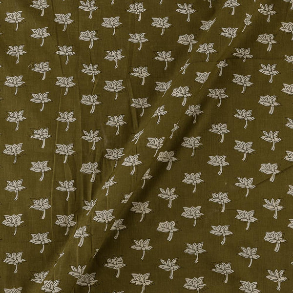 Cotton Olive Green Colour Jahota Inspired Floral Print Fabric Online 9649AY3