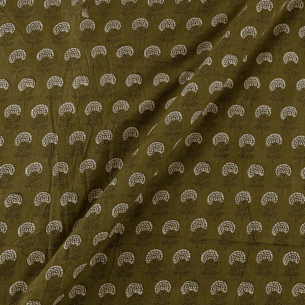 Cotton Olive Green Colour Jahota Inspired Floral Print Fabric Online 9649BB3