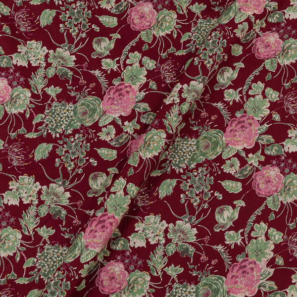 Cotton Maroon Colour Gold Foil Jaal Print 42 Inches Width Fabric Cut Of 0.50 Meter