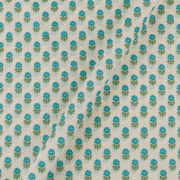 Cotton Cream White Colour Floral Jaipuri Print Fabric Online 9649Y3