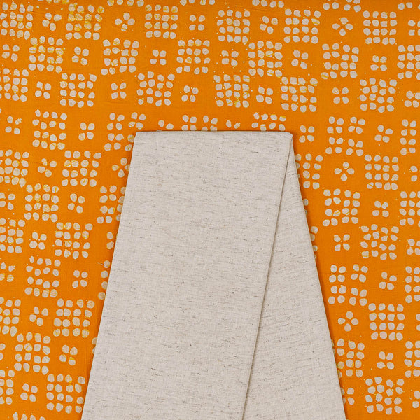 Cotton Brasso Effect Wax Batik Printed Fabric & Cotton Flex Plain Fabric Unstitched Two Piece Dress Material Online ST-9658EB-1022