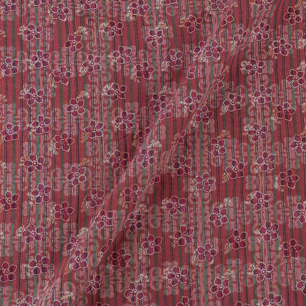 Coloured Dabu Coral Colour Floral Hand Block Print on Flex Cotton Fabric Online 9669P