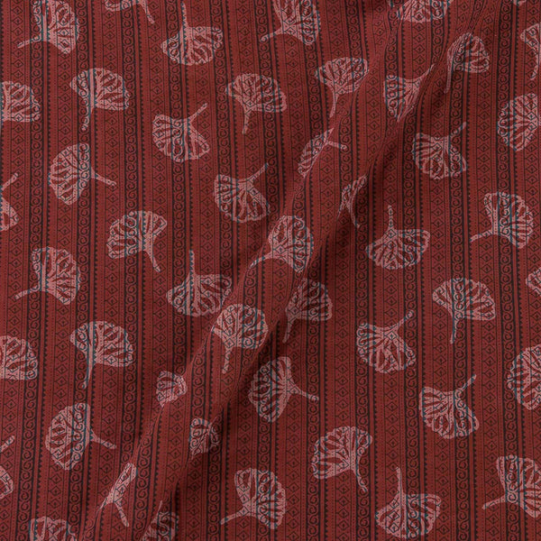 Coloured Dabu Coral Colour Leaves Hand Block Print on Cotton Fabric Online 9669U