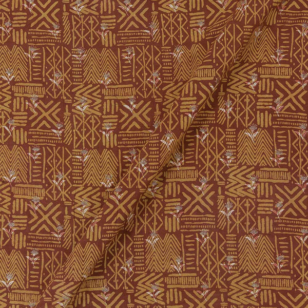 Coloured Dabu Brick Colour Geometric Hand Block with Foil Print on Cotton Fabric Online 9669X