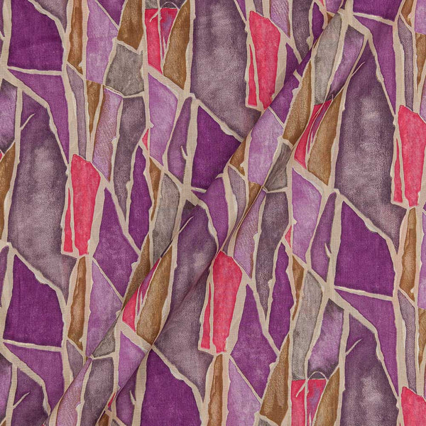 Cotton Purple Colour Abstract Gold Foil Print 42 Inches Width Fabric