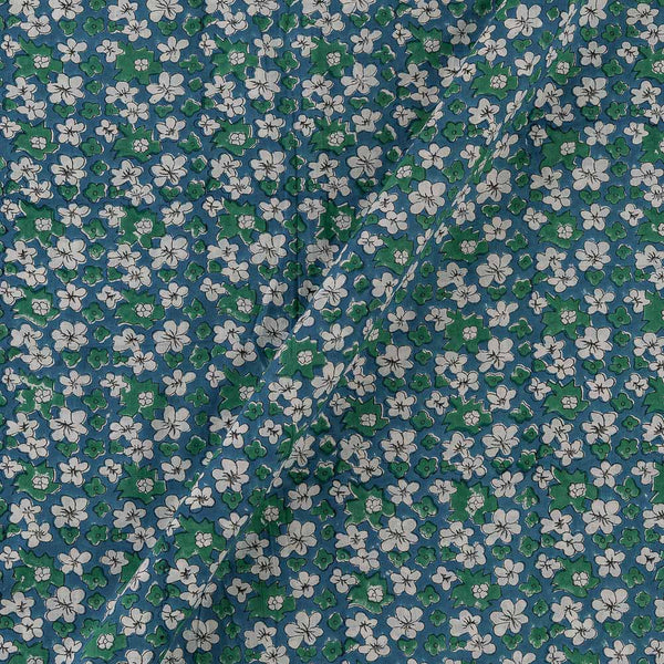 Soft Cotton Teal Colour Floral Pattern Jaipuri Hand Block Print Fabric Online 9693AP