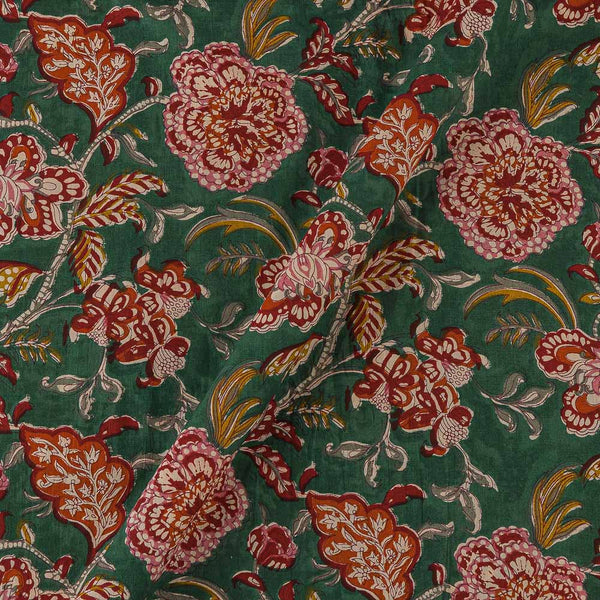 Cotton Dark Green Colour Jaal Print Fabric Online 9693AT2