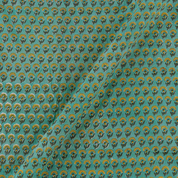 Soft Cotton Aqua Marine Colour Floral Pattern Jaipuri Hand Block Print Fabric Online 9693E