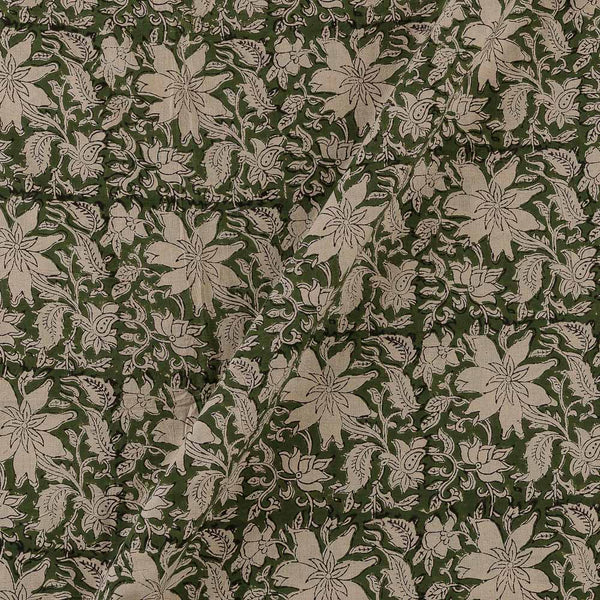 Soft Cotton Fern Green Colour Jaal Pattern Jaipuri Hand Block Print Fabric Online 9693Y