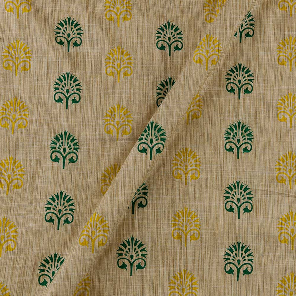 Mughal Print on Beige Colour Slub Katri Fancy Cotton Silk Fabric Online 9694AE
