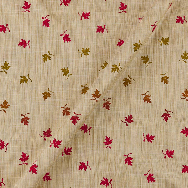 Floral Print on Beige Colour Slub Katri Fancy Cotton Silk Fabric Online 9694K