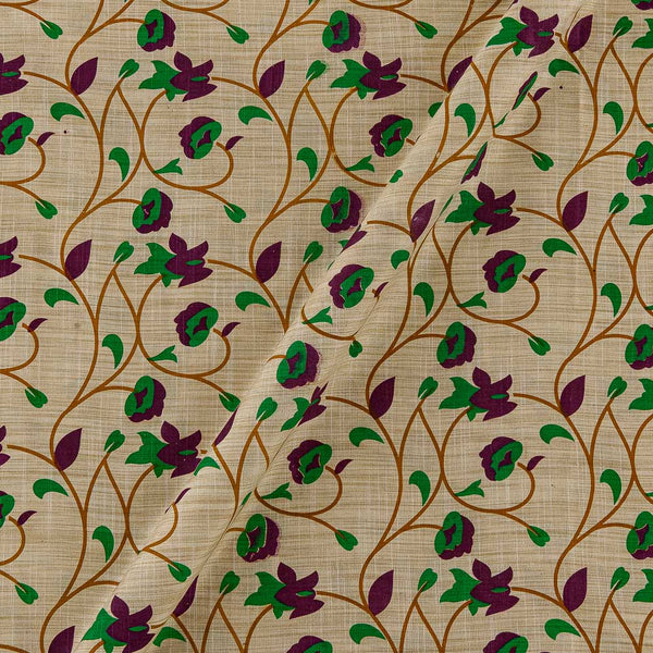 Jaal Print on Beige Colour Slub Katri Fancy Cotton Silk Fabric Online 9694L1