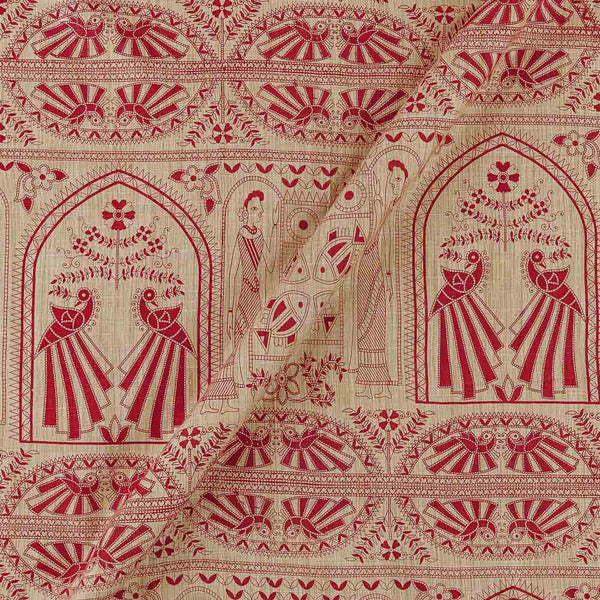 Buy Ethnic Print on Beige Colour Slub Katri Fancy Cotton Silk Fabric Online 9694Y5