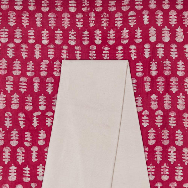 Assam Silk Feel Wax Batik Printed Fabric & Spun Cotton (Banarasi PS Cotton Silk) Plain Fabric Unstitched Two Piece Dress Material Online ST-9695BJ1-4000A