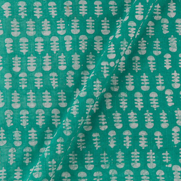 Geometric Pattern Wax Batik on Mint Colour Assam Silk Feel Fabric Online 9695BJ2