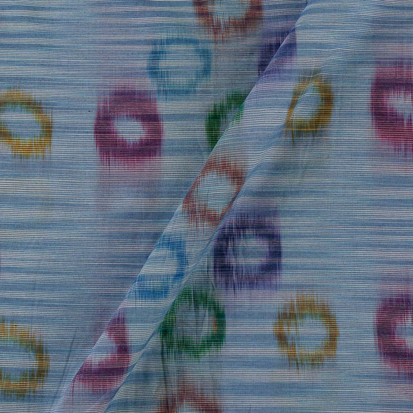 Soft Spun Dupion Sky Blue Colour Ikat Inspired Yarn Tie Dye 45 Inches Width Fabric