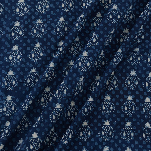 Natural Indigo Dye Quirky Block Print Rayon Fabric Online 9706CK