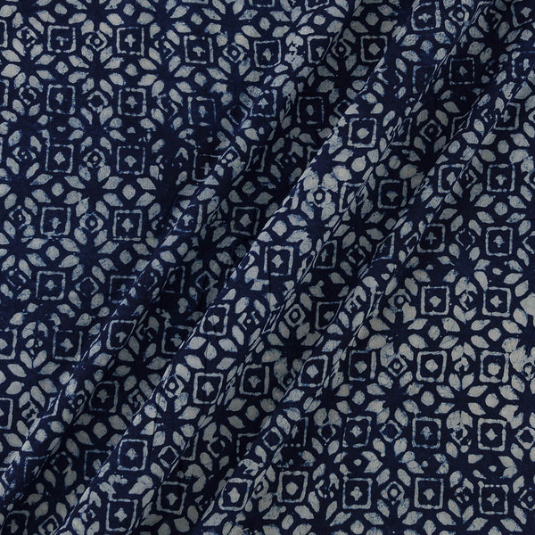 Natural Indigo Dye Geometric Block Print Rayon Fabric Online 9706CS
