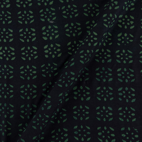 Buy Natural Indigo x Black Dye Leaves Block Print Rayon Fabric Online 9706DJ