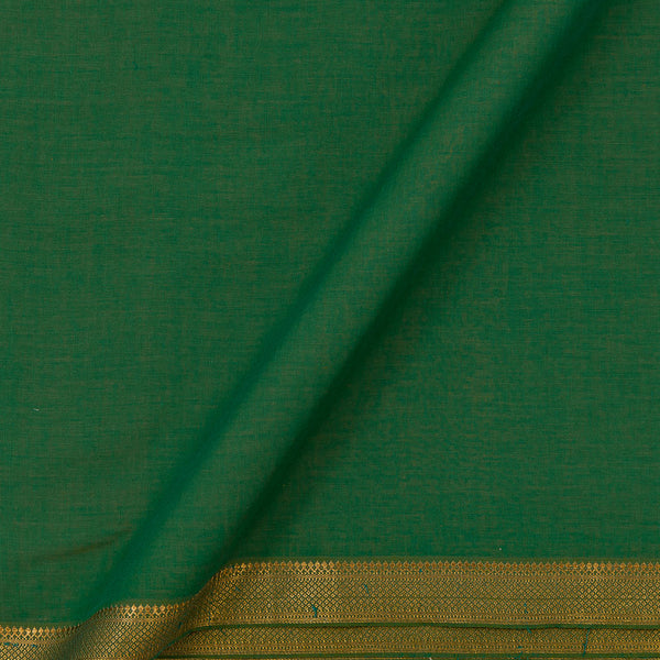 Mangalgiri Cotton Green X Blue Cross Tone Nizam Zari Border Fabric Online 9707AW