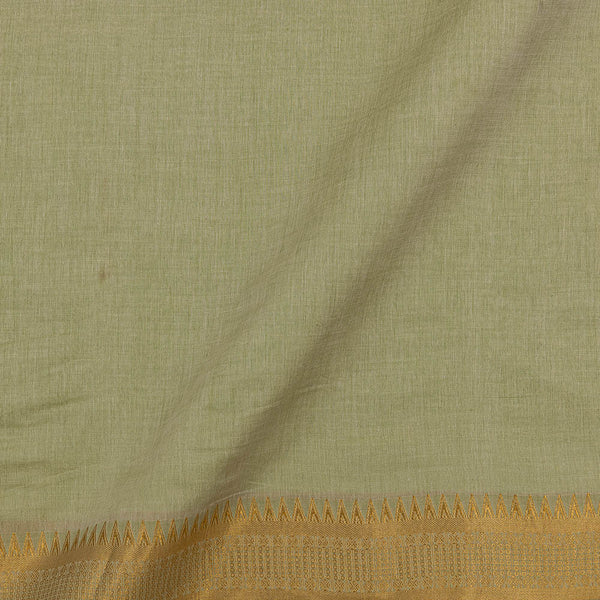 Mangalgiri Cotton Pistachio Colour Two Side Nizam Zari Border 43 Inches Width Fabric