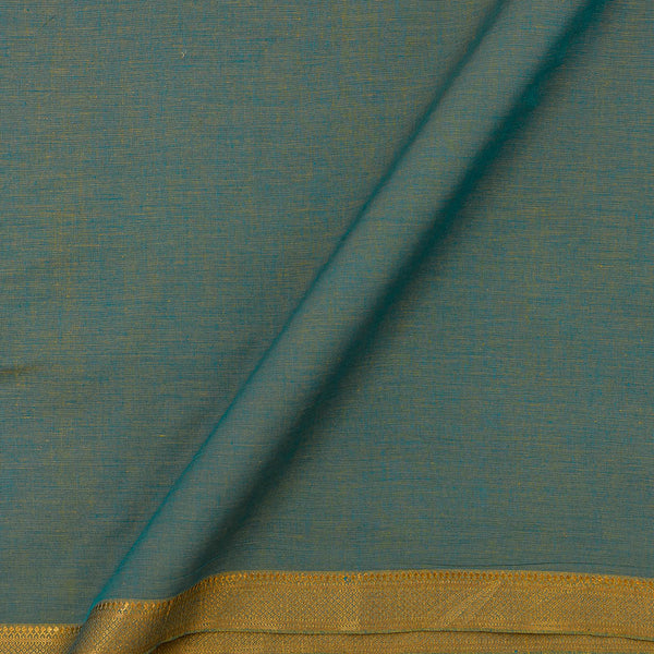 Mangalgiri Cotton Aqua X Beige Cross Tone Two Side Nizam Zari Border Fabric 9707X
