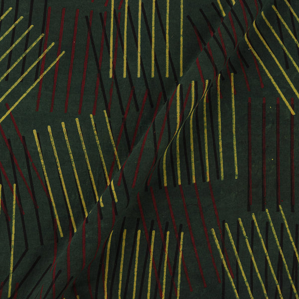 Unique Cotton Ajrakh Dark Green Colour Abstract Block Print Fabric Online 9716IJ2