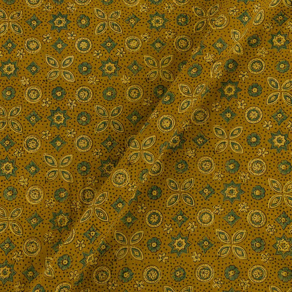 Buy Ajrakh Cotton Mustard Colour Natural Dye Print Fabric Online 9716UK2