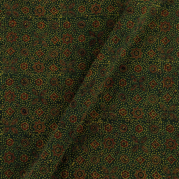 Buy Ajrakh Cotton Dark Green Colour Natural Dye Print Fabric Online 9716UK3